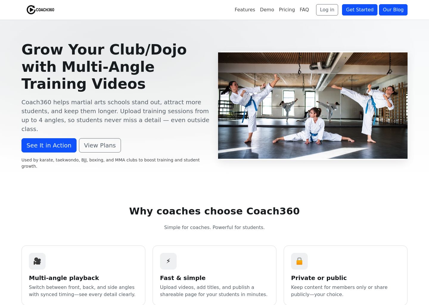 Screenshot of Coach360 homepage