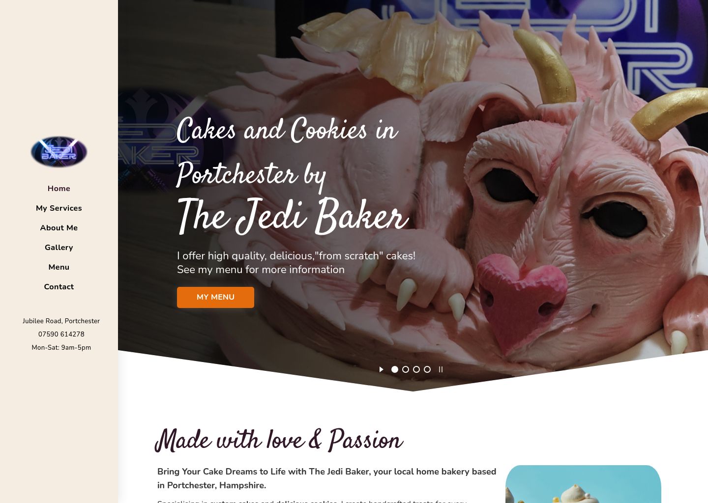 Screenshot of The Jedi Baker homepage