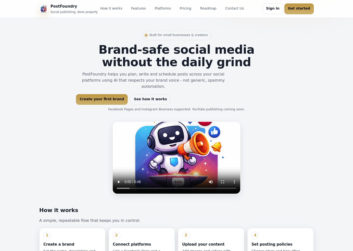 Screenshot of PostFoundry homepage